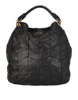 Quilted Chevron Hobo Bag, Leather, Black, 197, DB, 2*